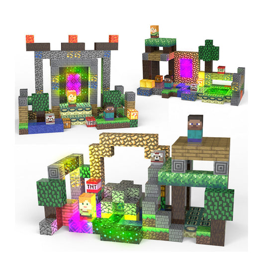New Arrival 180PCS Magnetic Building Blocks Portal Theme Magnetic Cubes Set with LED lights
